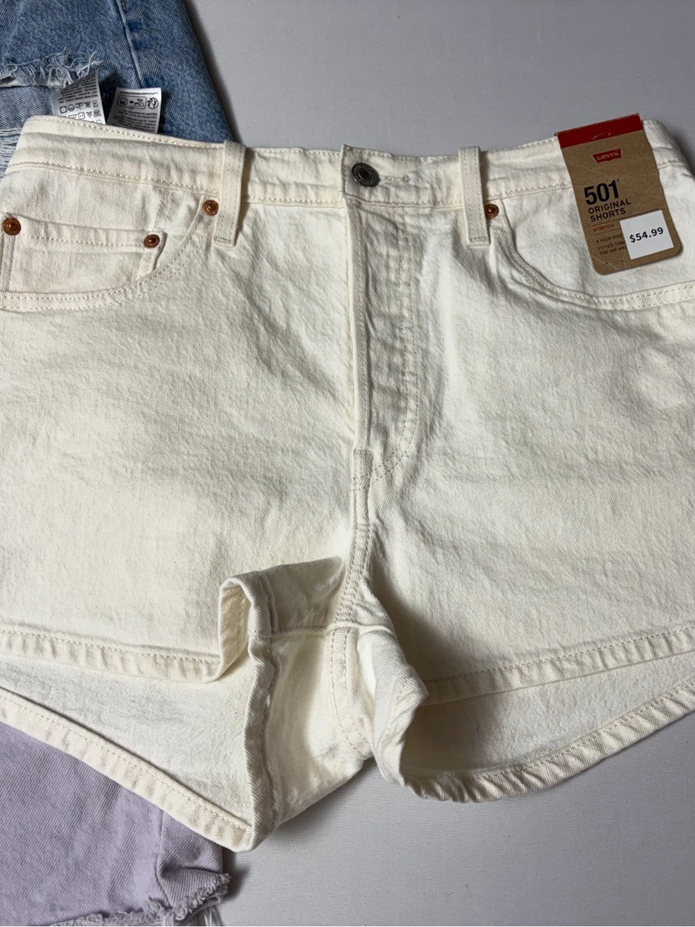 Levi’s 501 Jean shorts women size 31 off white ,blue,lavender button fly - Picture 5 of 15